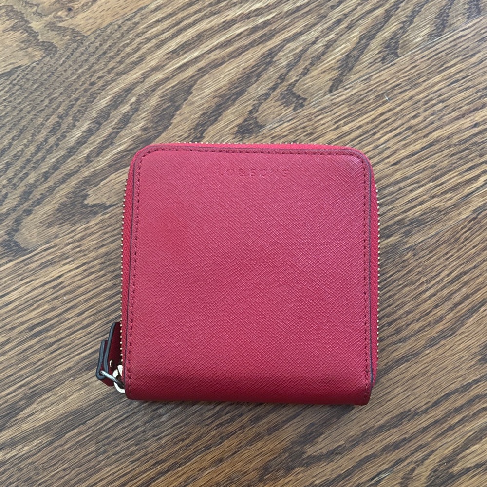 Lo and Sons Mallorca Small Saffiano Leather Zip Wallet Red